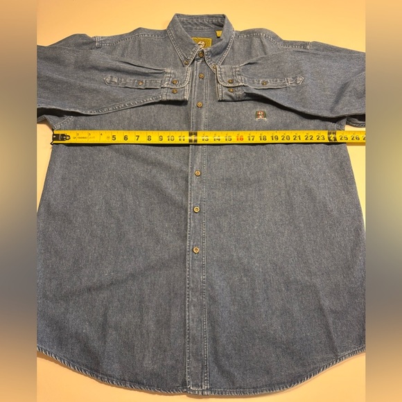 Cinch EUC Denim Mens Button Down Shirt Embroidered Logo Size Large 100% Cotton - Picture 6 of 7